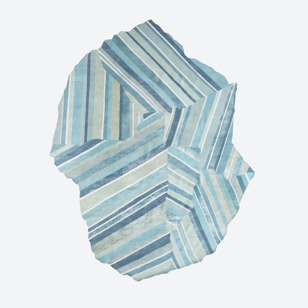 Tilted Linework Viscose Irregular Rug