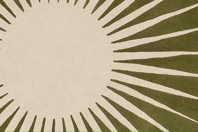 Green Sunray Pattern Round Carpet