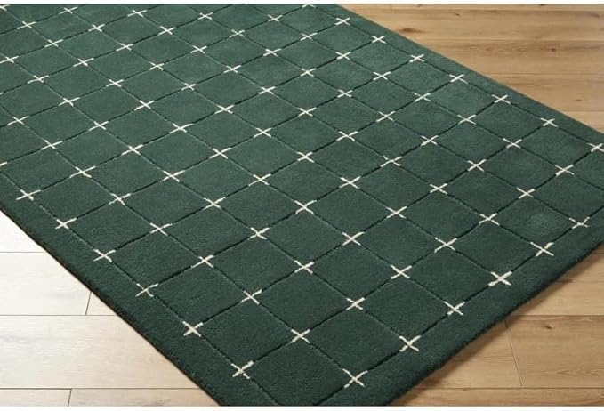 Emerald Green Grid Area Rug