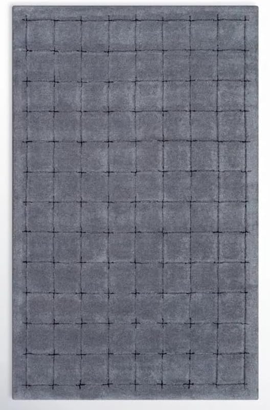 Stylish Grey Grid Pattern Rug