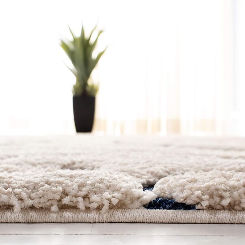 Ivory Blue Scroll Area Rug