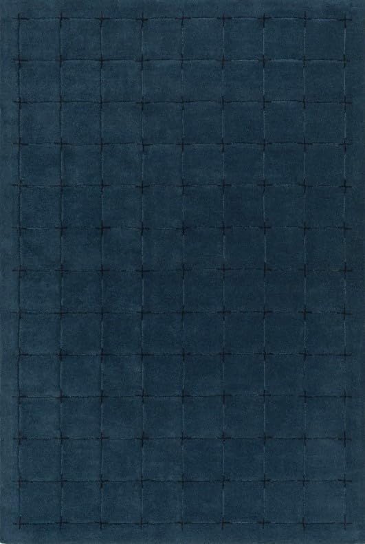 Contemporary navy blue grid design Rug