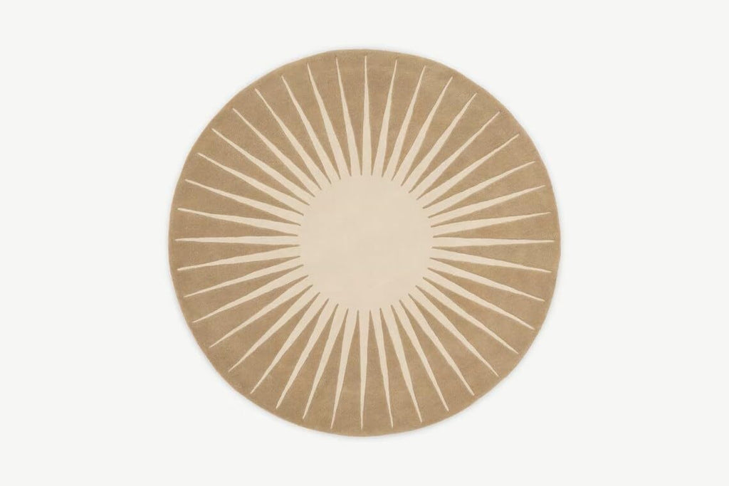 Beige Sunburst Round Carpet