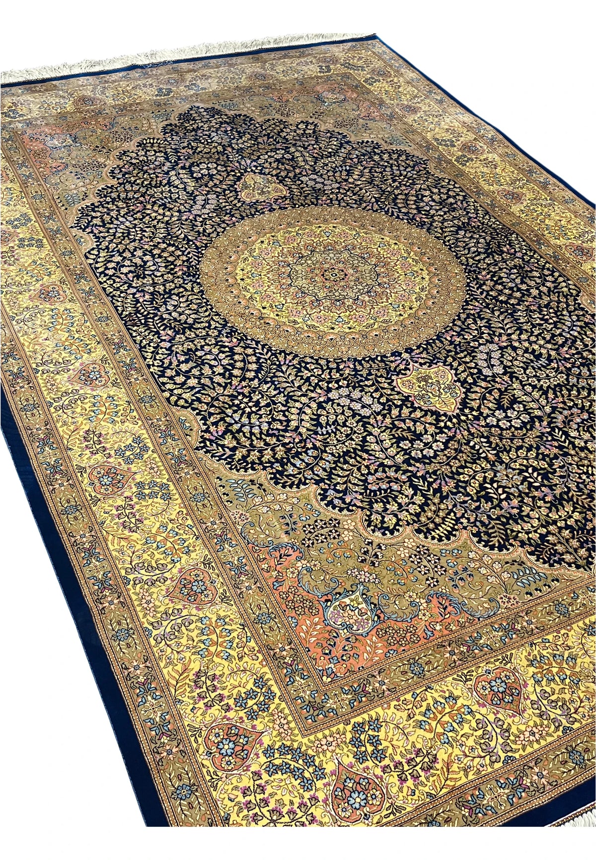 The Solstice Imperial Hand-Knotted Royal Indigo & Gilded Gold Rug