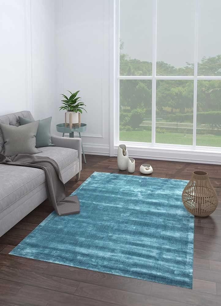 Teal Blue Soft Finish Viscose Carpet