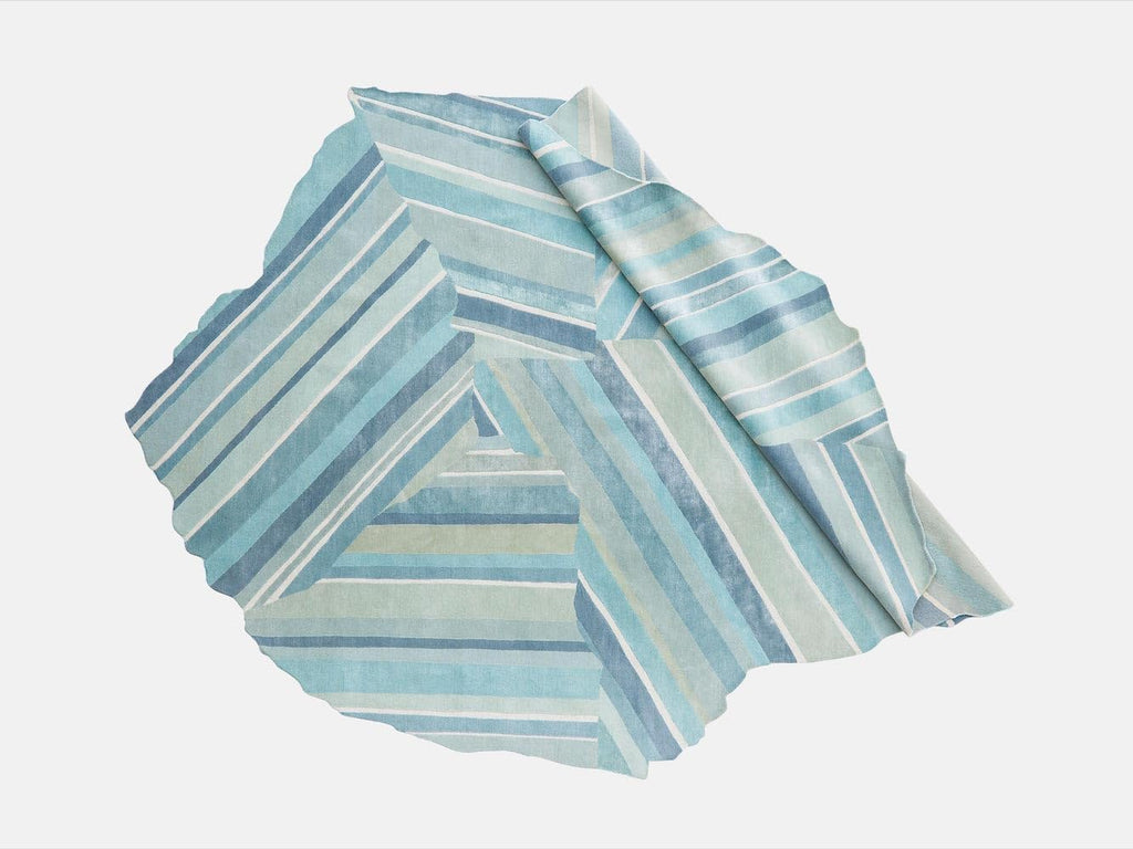 Tilted Linework Viscose Irregular Rug