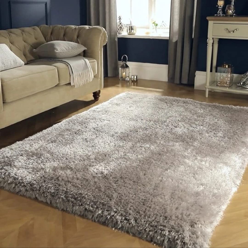 Luxury Silver Grey Shag Area Rug