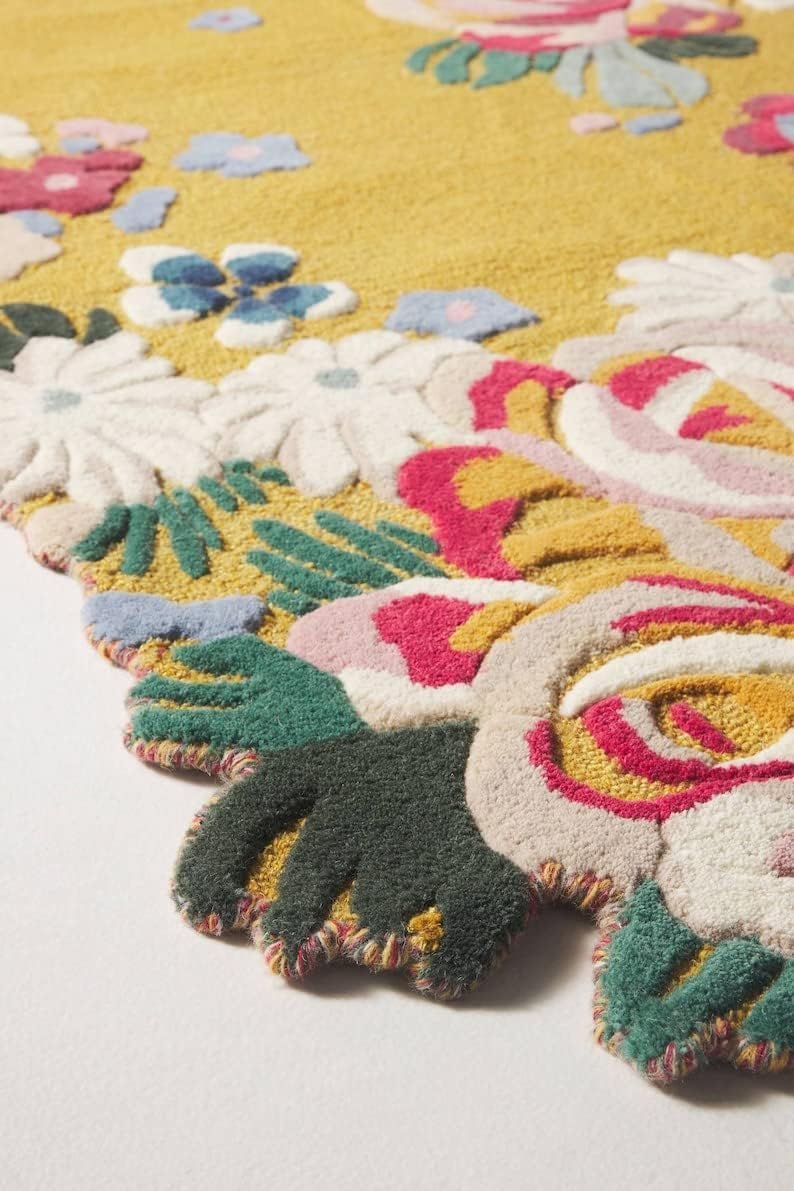 Yellow Botanical Bloom Designer Rug