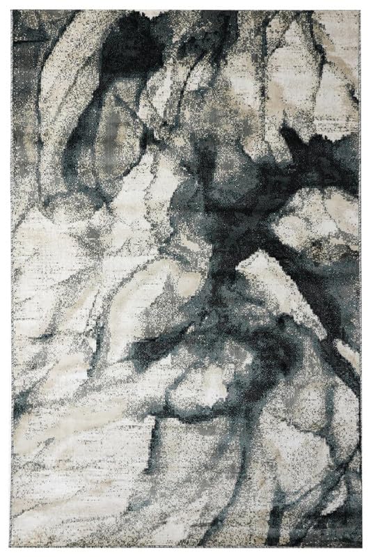 Modern Marble Effect Monochrome Area Rug