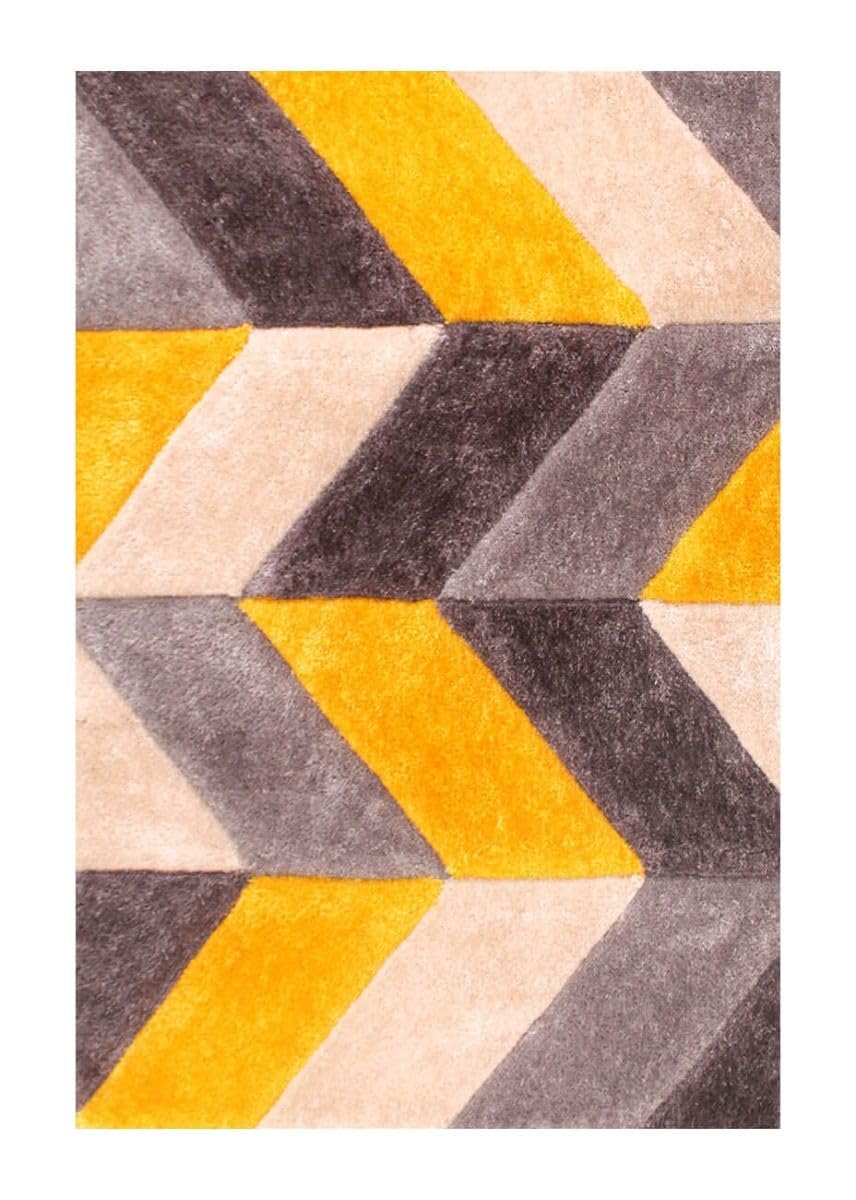 Ultra Soft Geometric Yellow Carpet & Rug