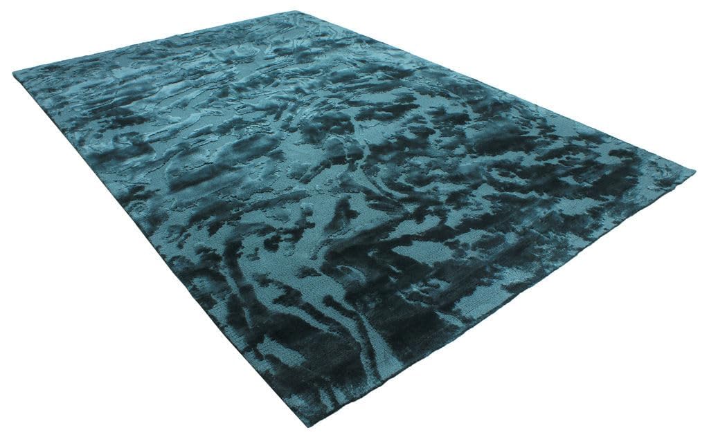 Dark Teal Fluid Wool & Viscose Carpet