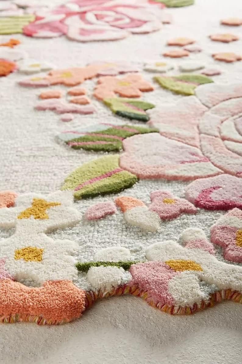 Ivory Rosette Garden Designer Irregular Rug