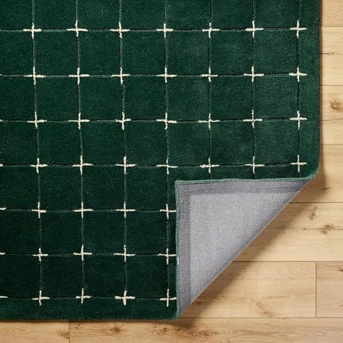 Emerald Green Grid Area Rug