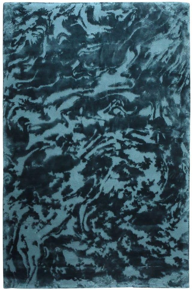 Dark Teal Fluid Wool & Viscose Carpet
