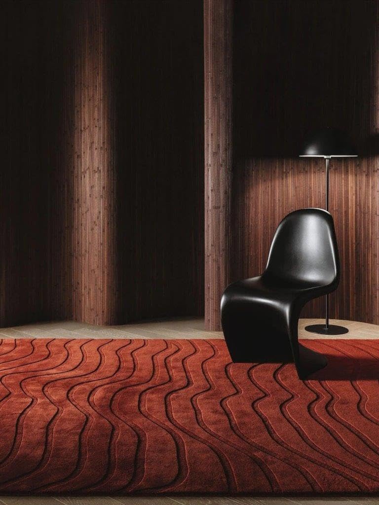 Rich Terracotta Wave Handmade Tufted Carpet