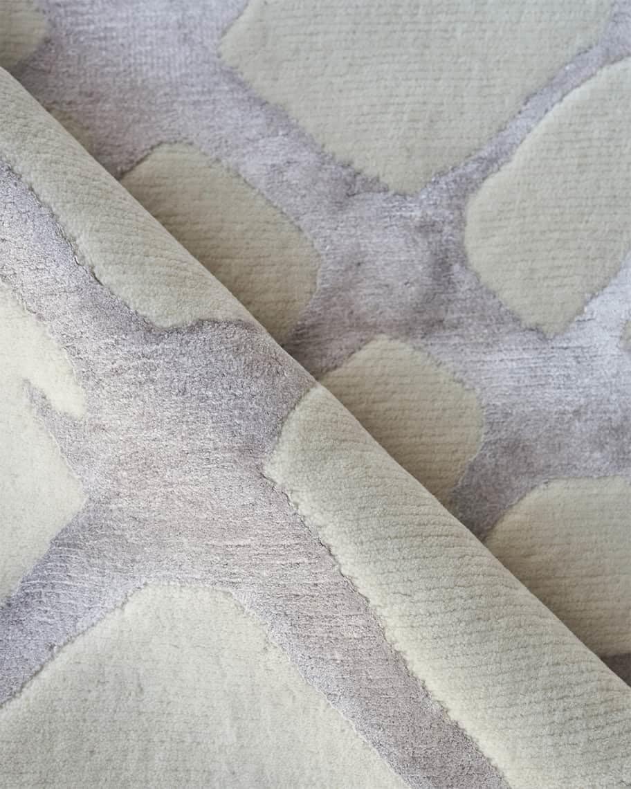Light Grey Carved Pattern Wool & Viscose Carpet