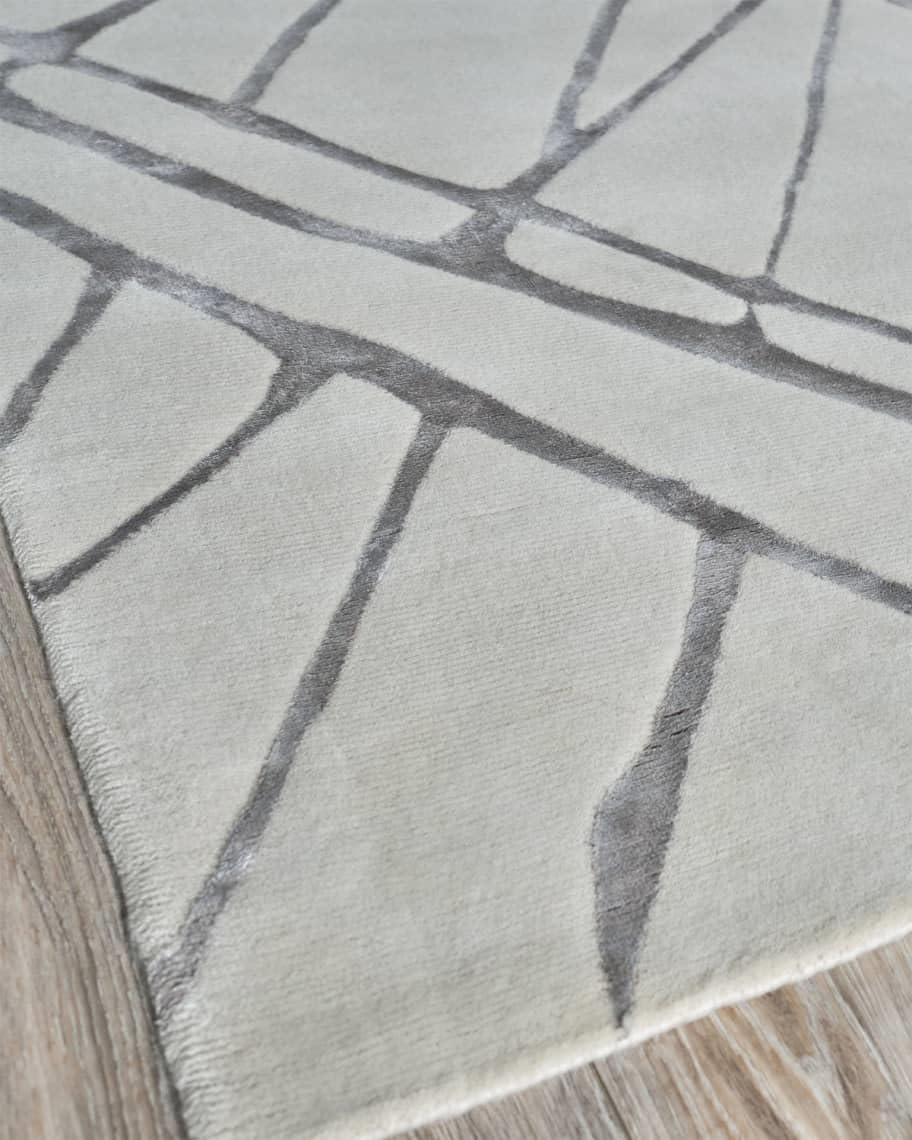 Light Grey Carved Pattern Wool & Viscose Carpet