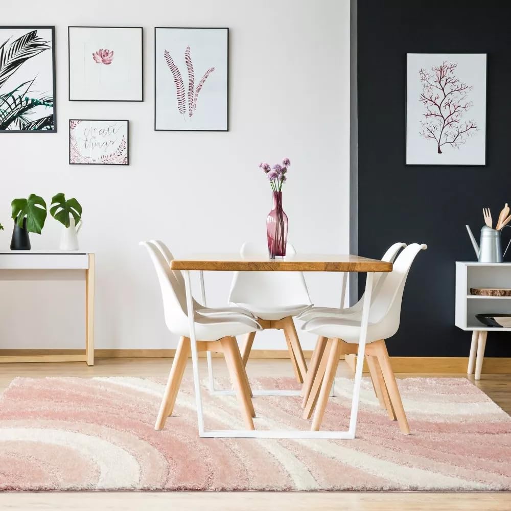 Blush Pink Wave Motion Area Rug