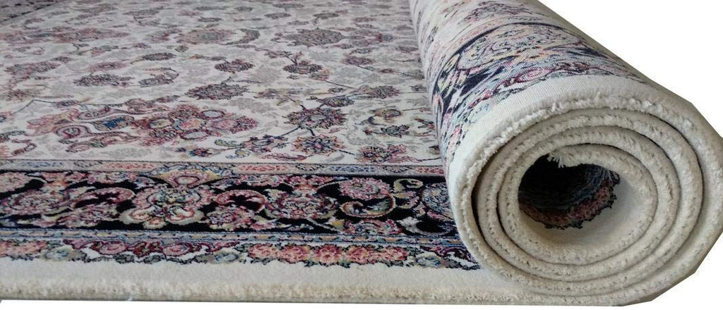 Classic Irani Cream Carpet with Repeating Floral Motif Design