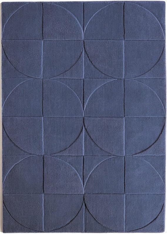 Indigo Circle Grid Designer Rug