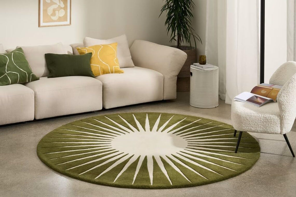 Green Sunray Pattern Round Carpet