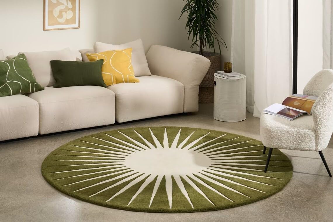 Green Sunray Pattern Round Carpet