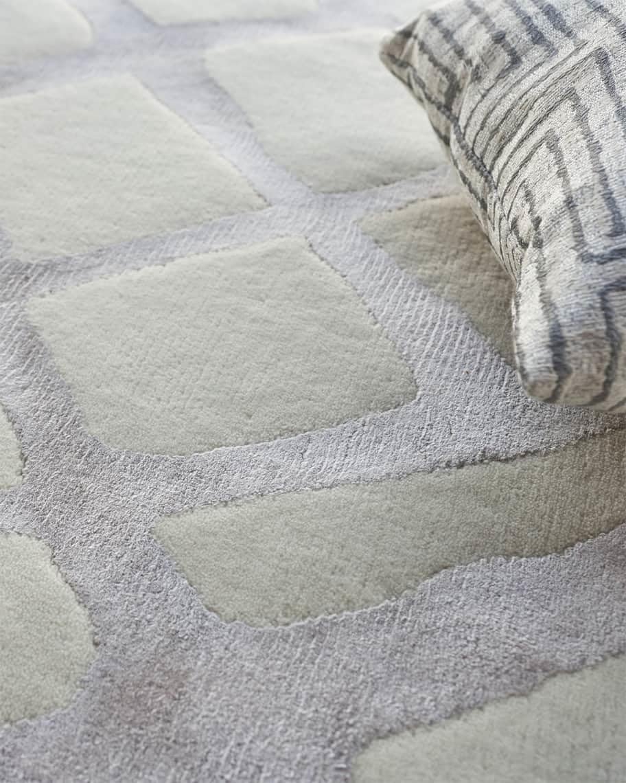Light Grey Carved Pattern Wool & Viscose Carpet