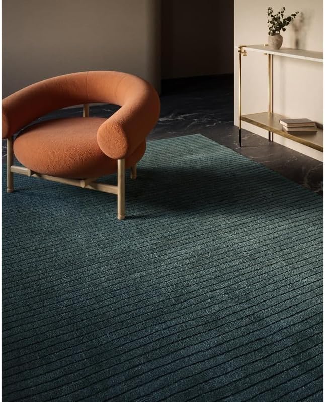 Teal Ribbed Texture Area Rug