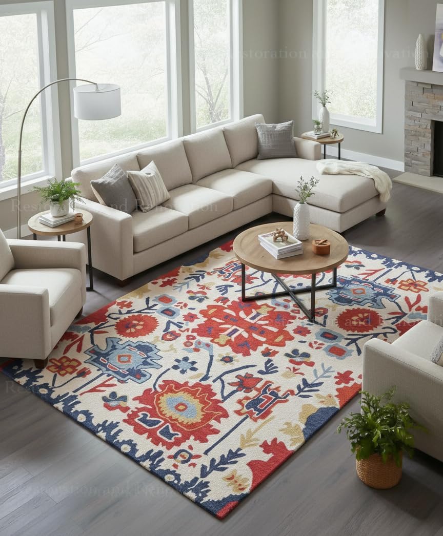 Contemporary Multicolor Designer Floral Area Rug