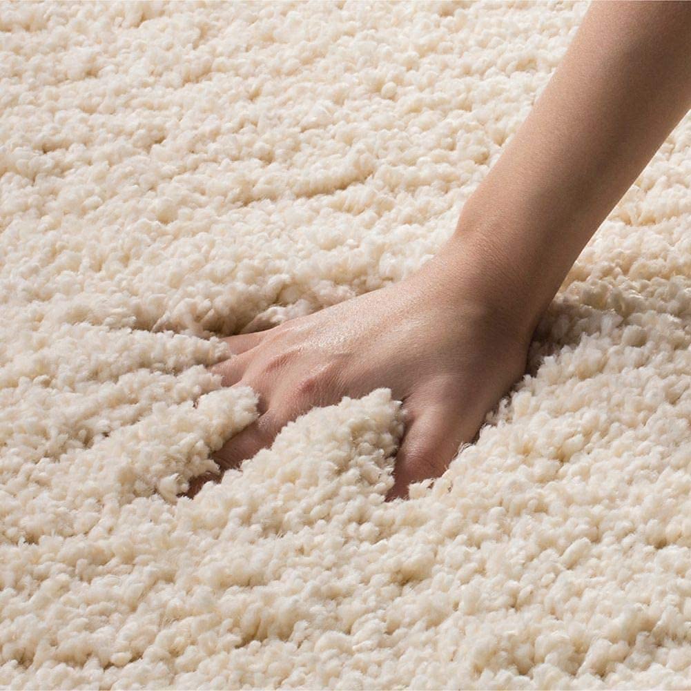 Soft Ivory Fluffy Living Room Carpet