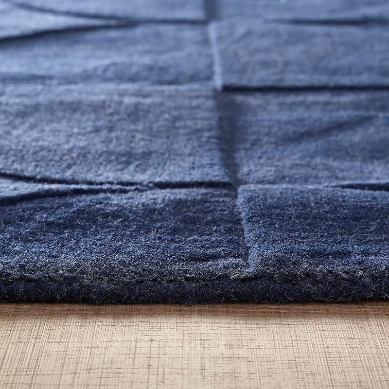 Indigo Circle Grid Designer Rug