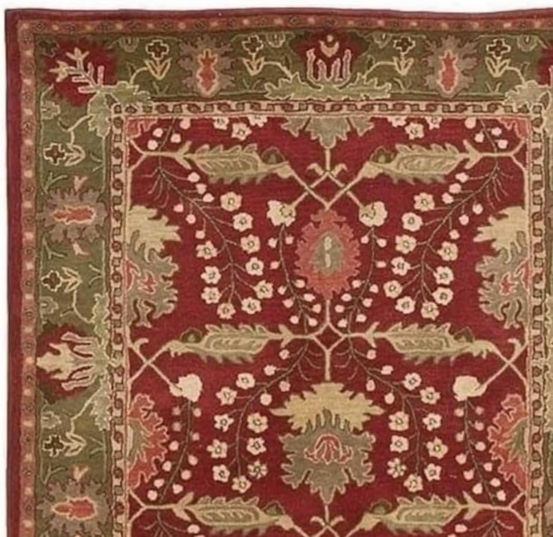 Rich Maroon Traditional Floral Rug