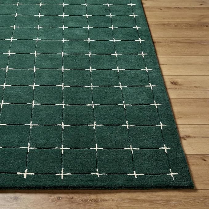 Emerald Green Grid Area Rug