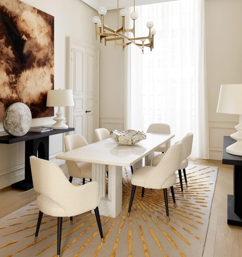 Golden Ray Pattern Wool & Viscose Carpet