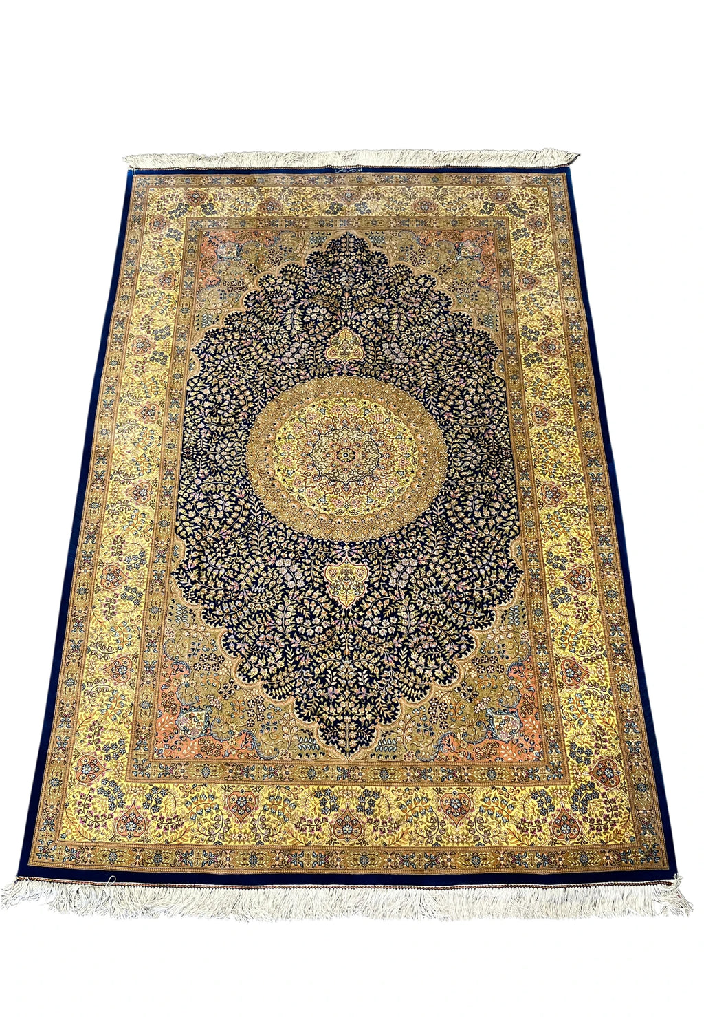The Solstice Imperial Hand-Knotted Royal Indigo & Gilded Gold Rug