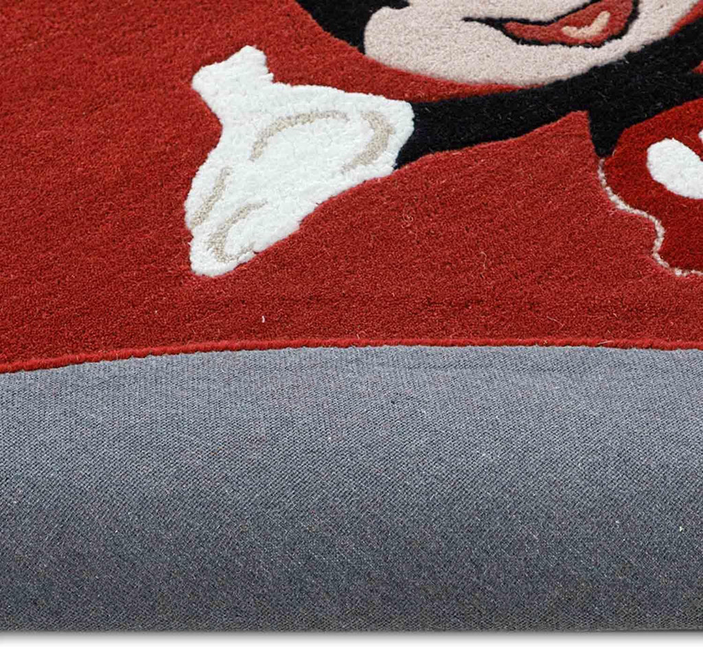 Red Mickey Mouse Kids Round Carpet