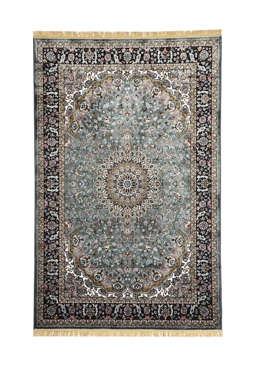 Traditional Grey Medallion Border Rug