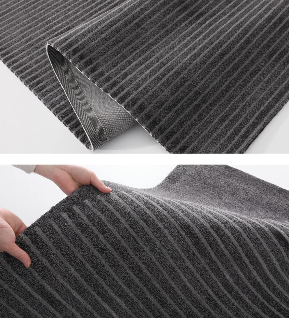 Luxury Charcoal Linear Texture Wool Carpet
