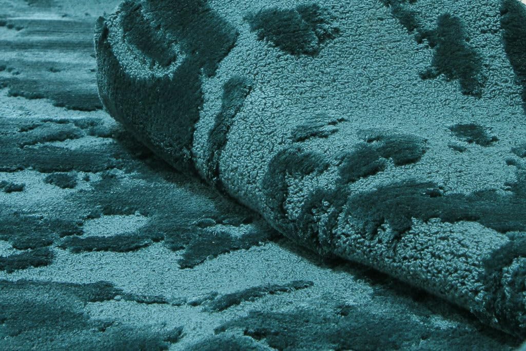 Dark Teal Fluid Wool & Viscose Carpet