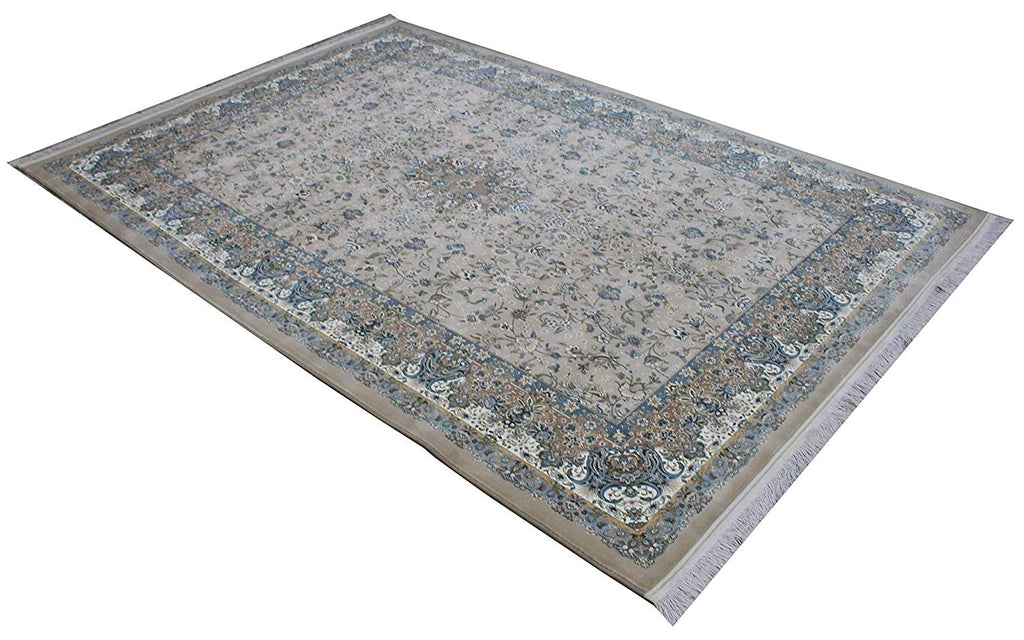 Traditional Irani Beige Carpet with Fine Floral Border Design