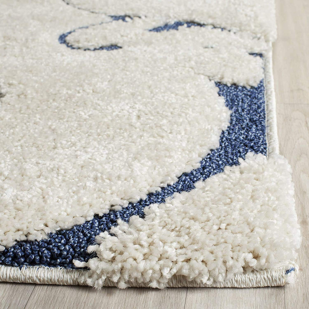 White Decorative Scroll Carpet & Rug