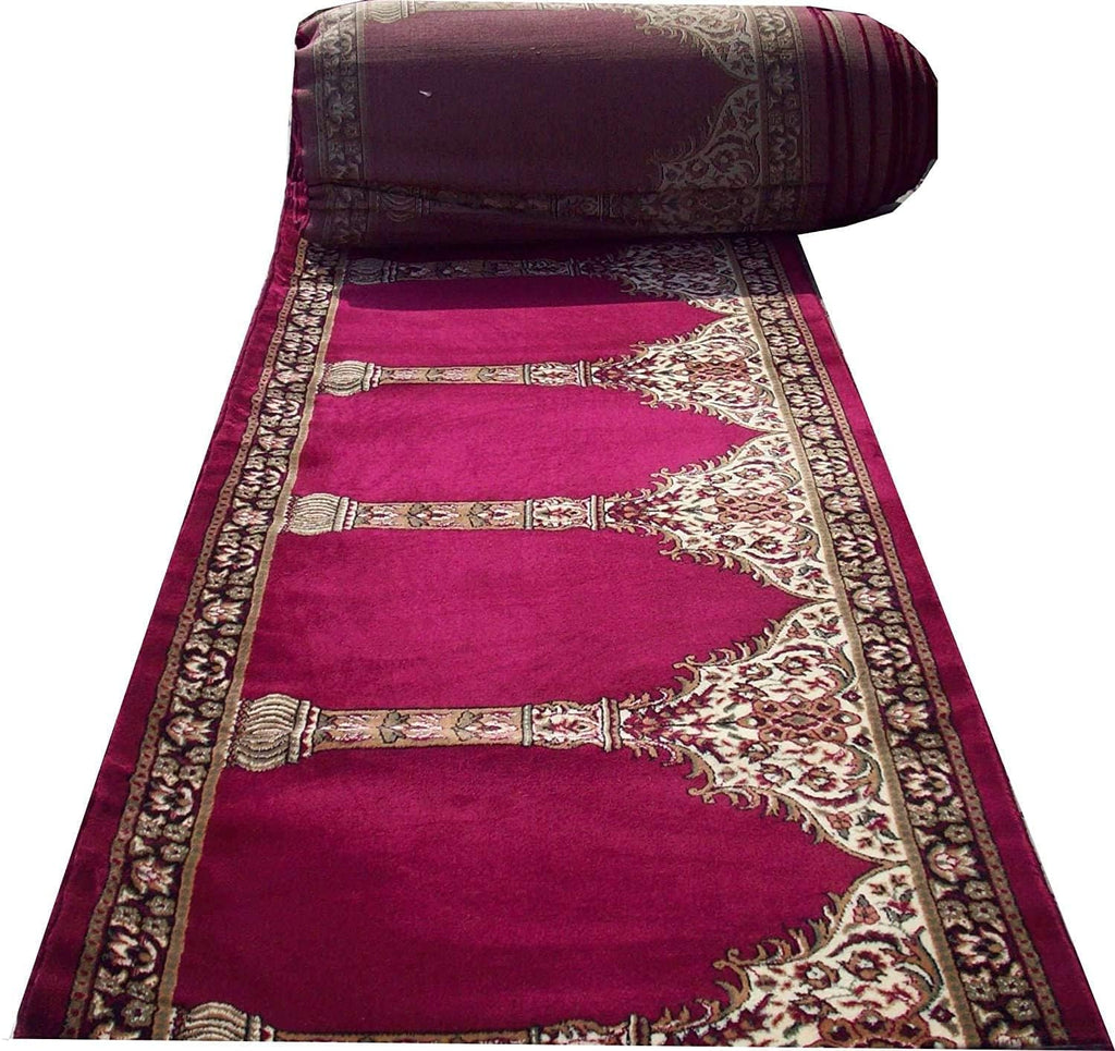 Maroon Mosque Carpet Roll 1 Inch Thick Pile