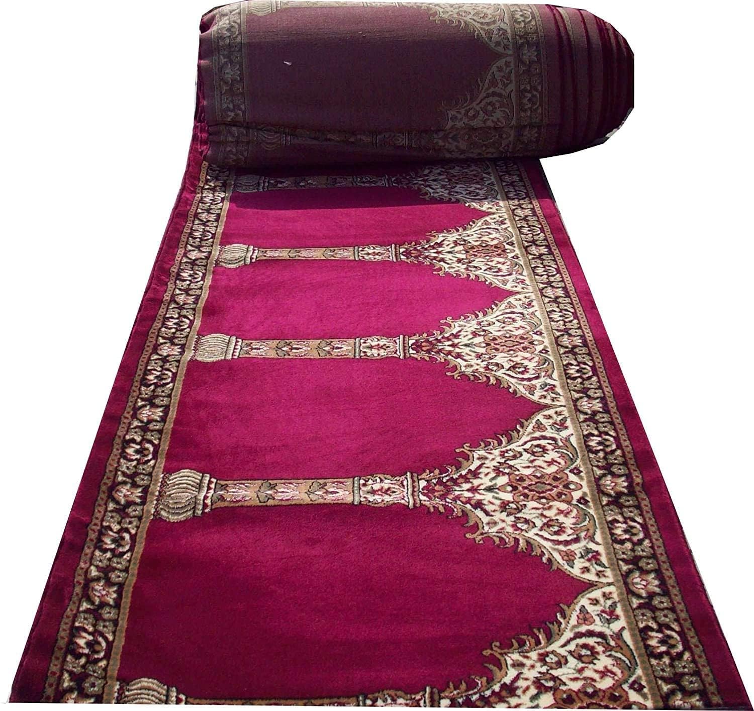 Maroon Mosque Carpet Roll 1 Inch Thick Pile