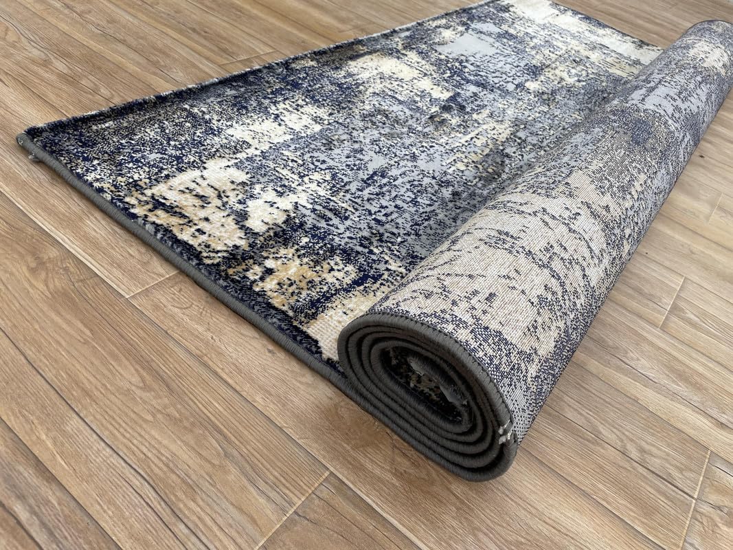 Elegant Faded Texture Neutral Tone Rug