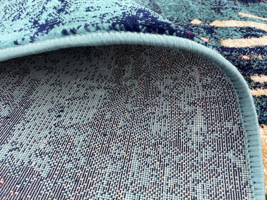 Abstract Forest Teal Accent Rug