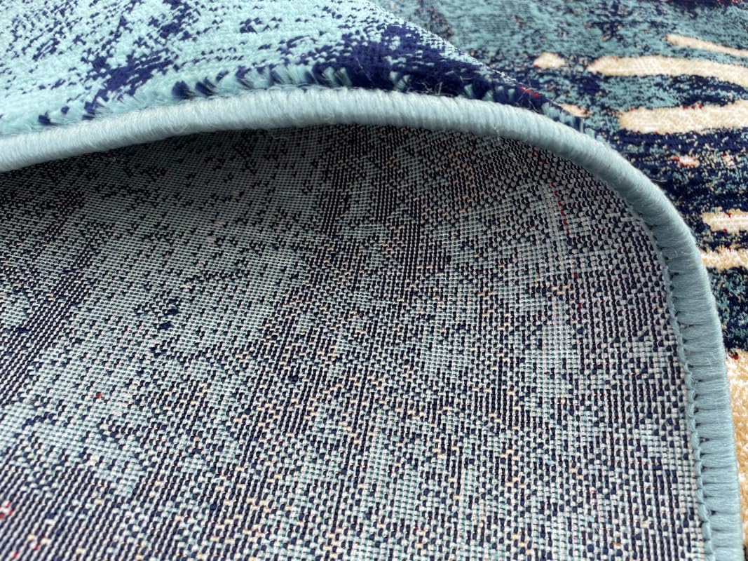 Abstract Forest Teal Accent Rug