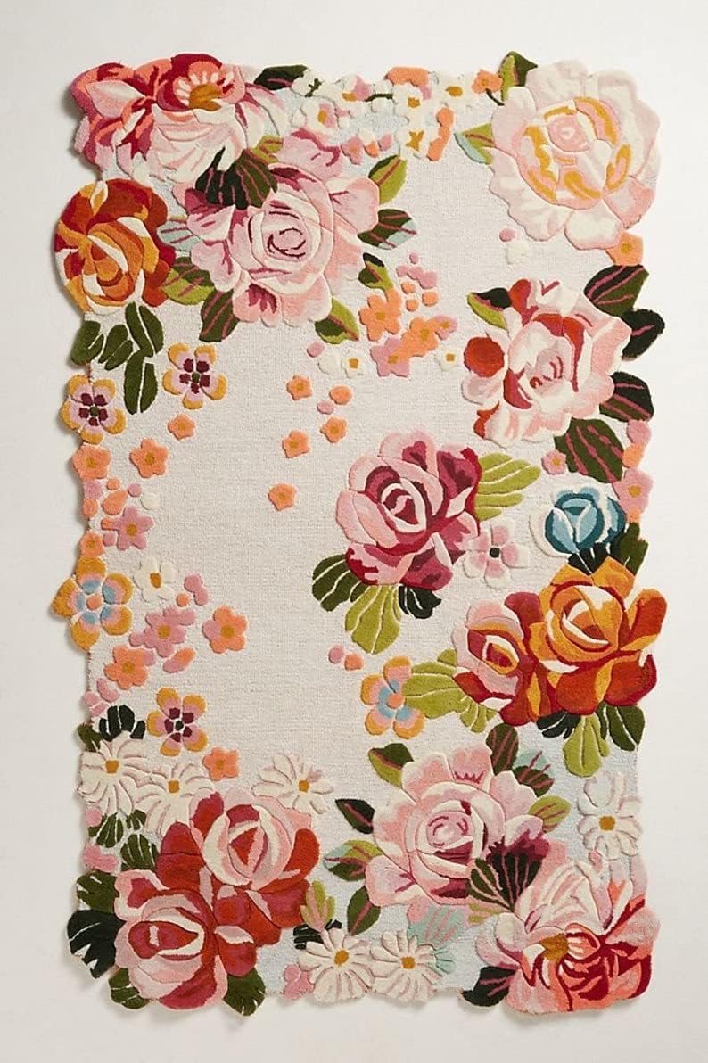 Ivory Rosette Garden Designer Irregular Rug