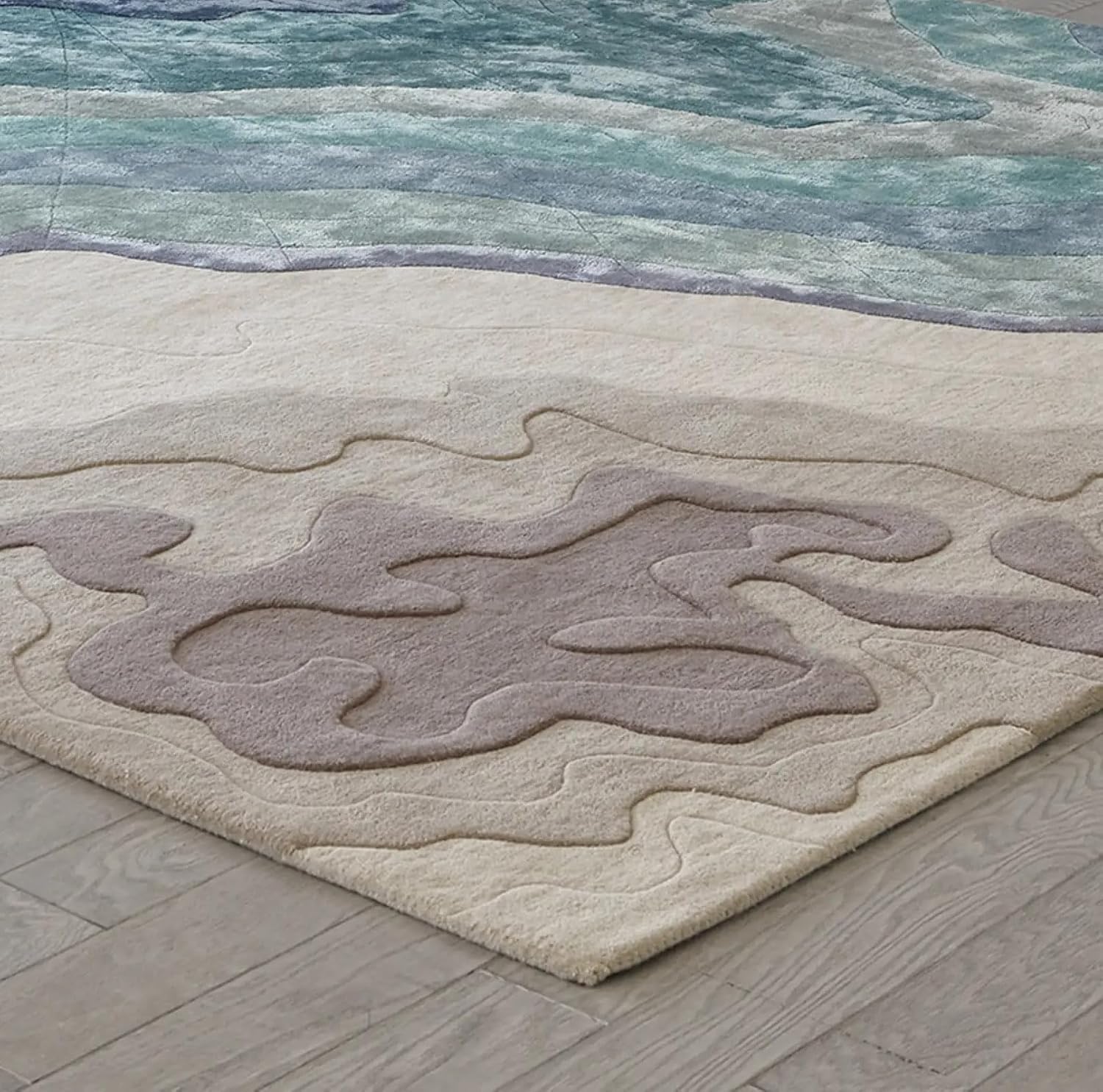 Premium Ocean Tone Wool & Viscose Carpet
