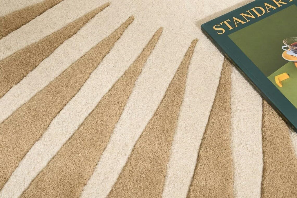 Beige Sunburst Round Carpet