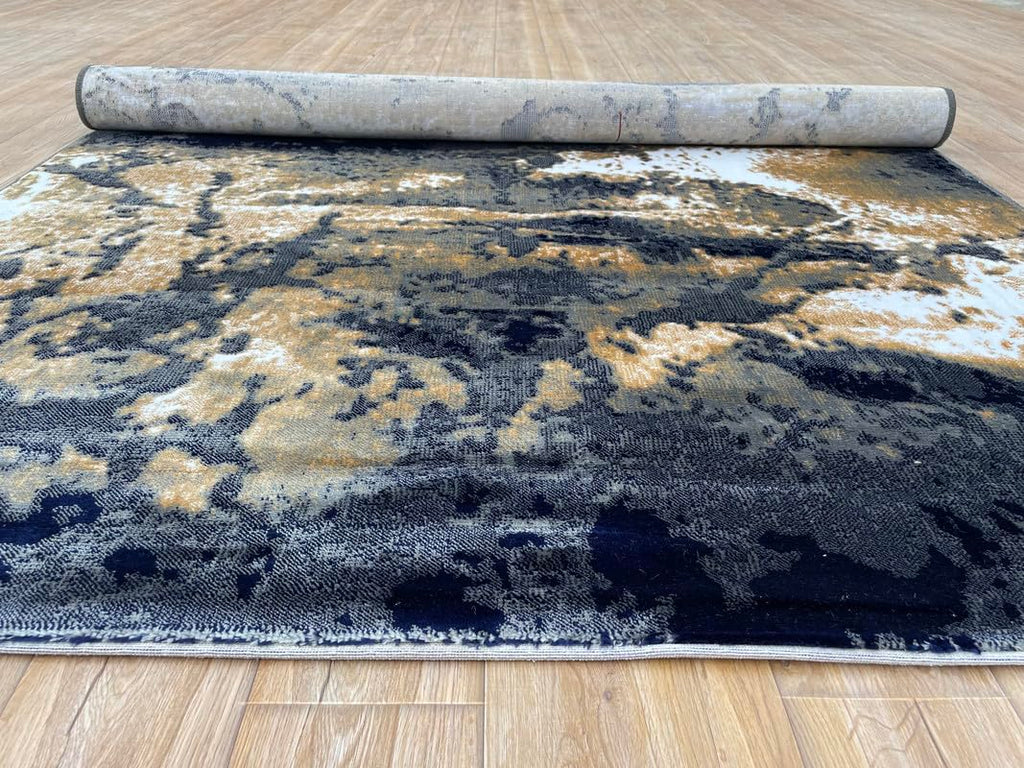 Modern Earth Tone Distressed Texture Rug